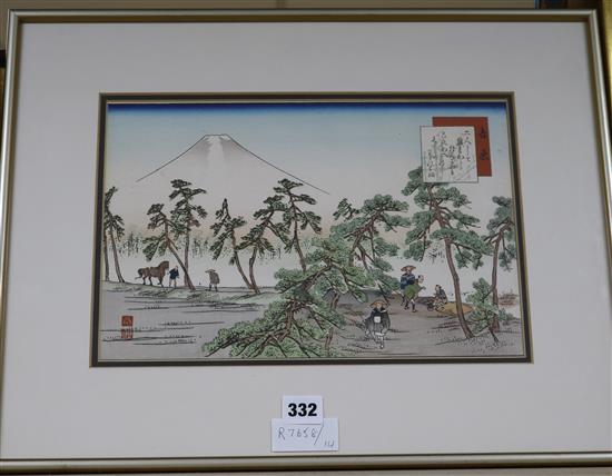 Tamenobu, woodblock print, view of Mount Fuji, 22 x 33cm